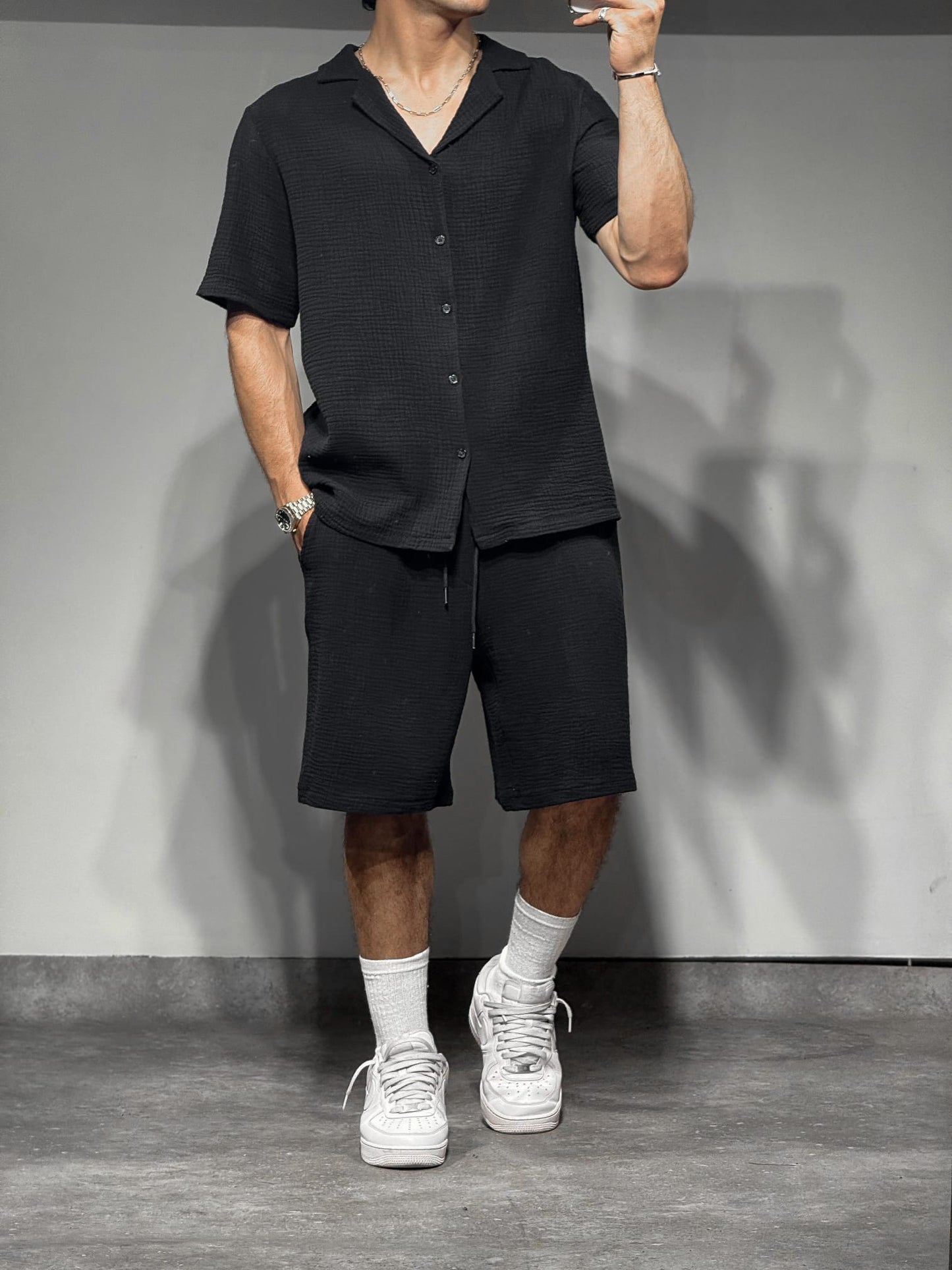 ENSEMBLE UNIPLAY EFFET LIN - NOIR - Sakré Sun