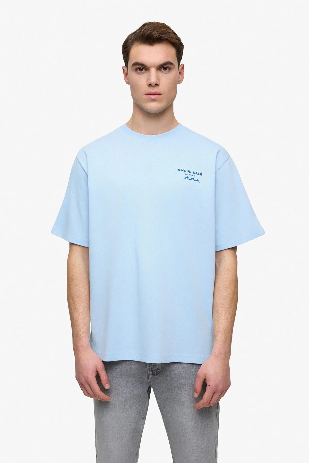 T - SHIRT ADJ - AMOUR SALÉ BLEU - Sakré Sun