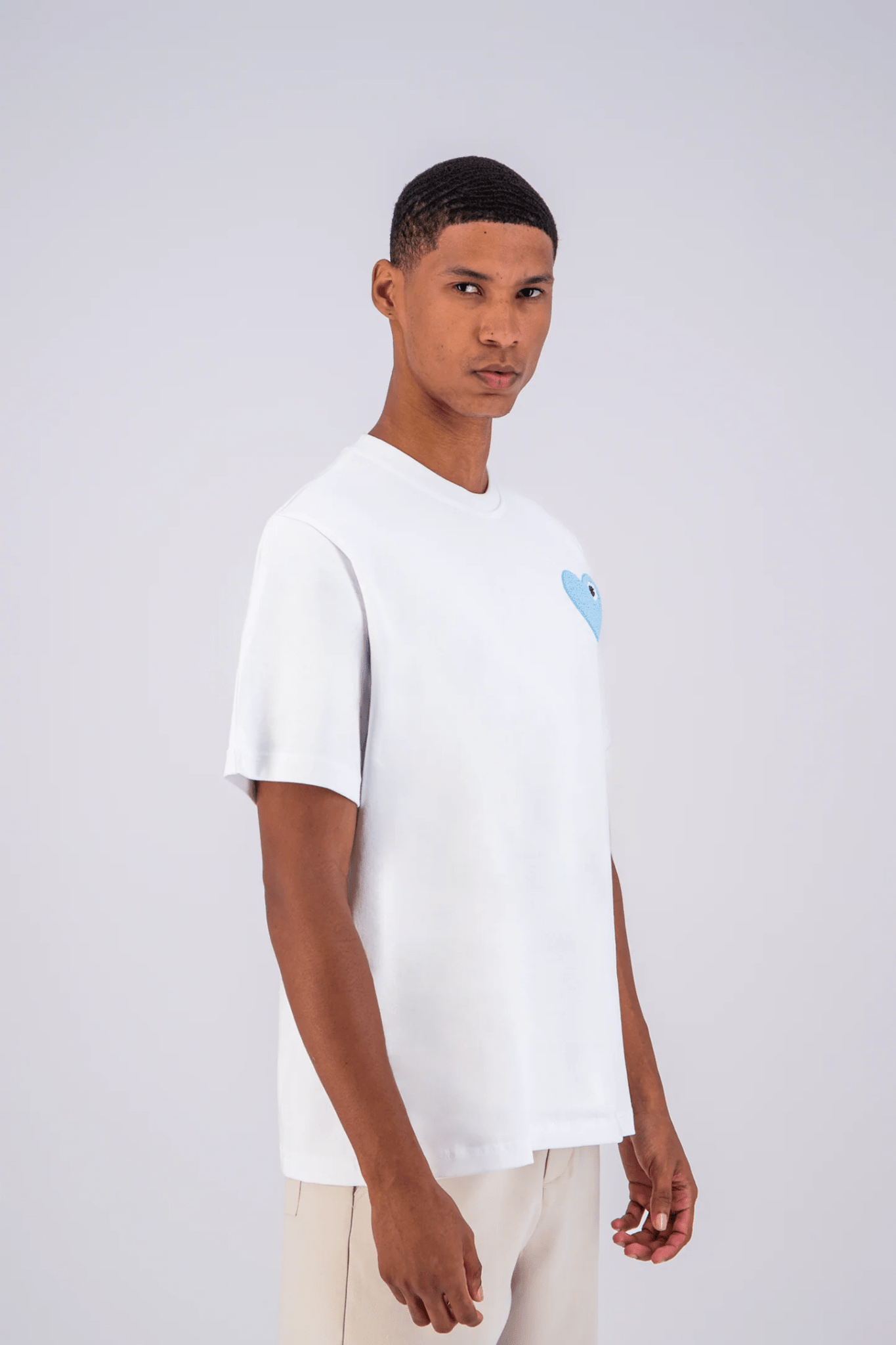 T - SHIRT ADJ - BLANC COEUR BLEU CIEL - Ma boutique