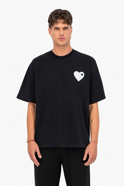 T-SHIRT ADJ -  NOIR COEUR BLANC