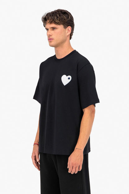 T-SHIRT ADJ -  NOIR COEUR BLANC