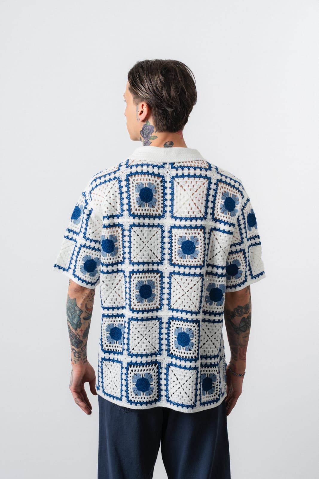 CHEMISE CROCHET - BEIGE/BLEU - Sakré Sun