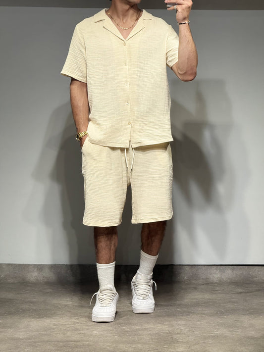 ENSEMBLE UNIPLAY EFFET LIN - BEIGE - Sakré Sun