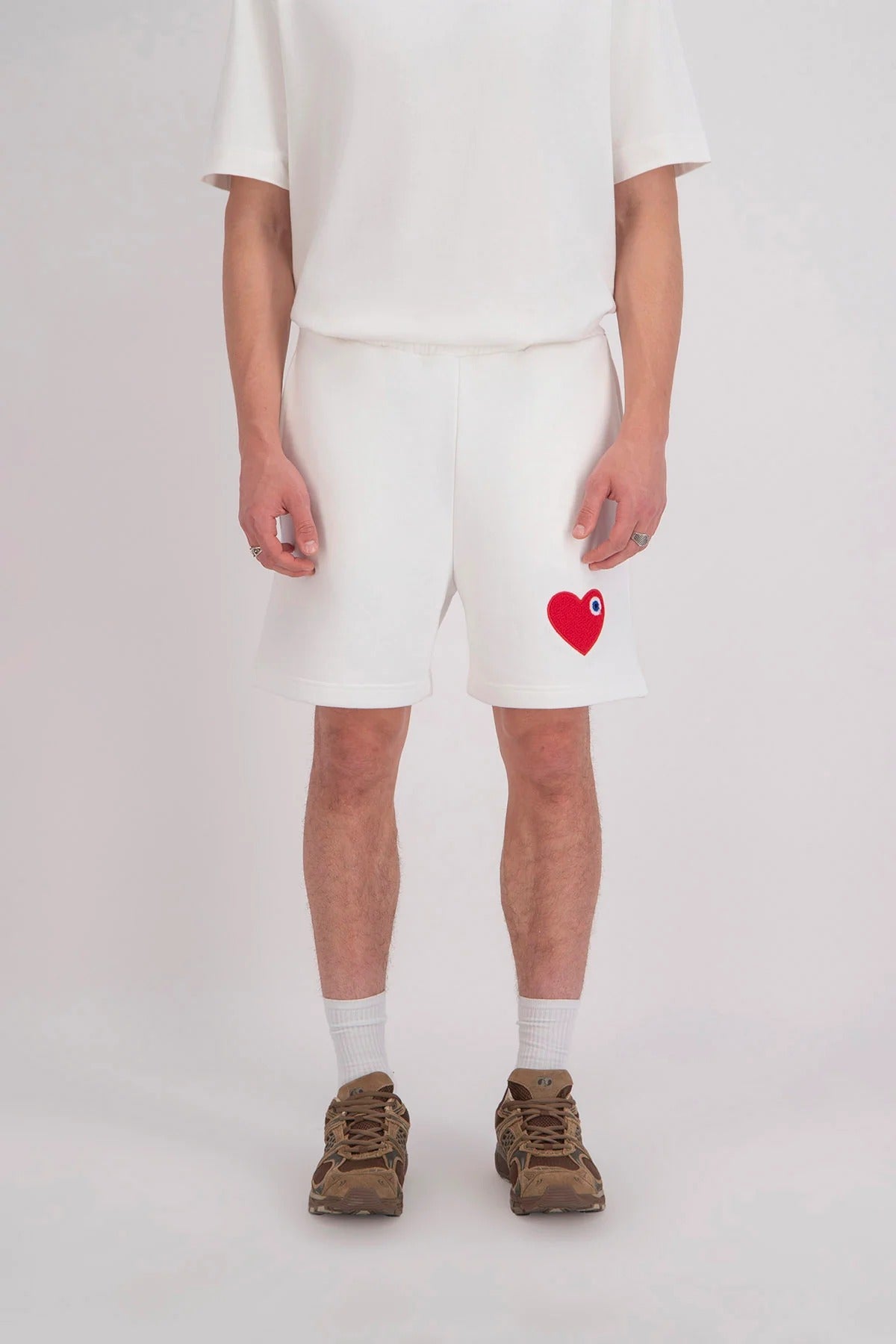 SHORT ADJ - BLANC COEUR ROUGE - Ma boutique