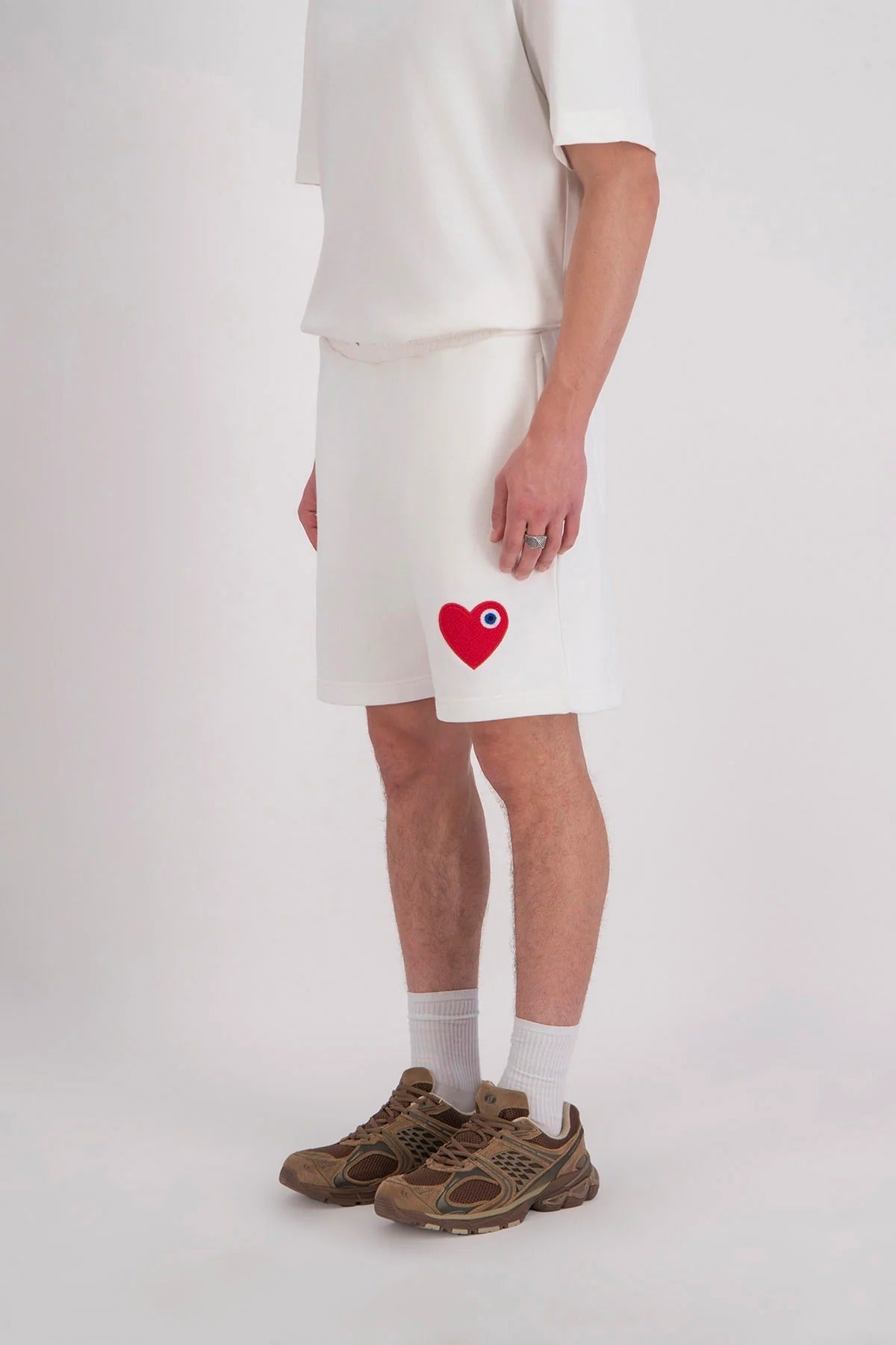 SHORT ADJ - BLANC COEUR ROUGE - Ma boutique