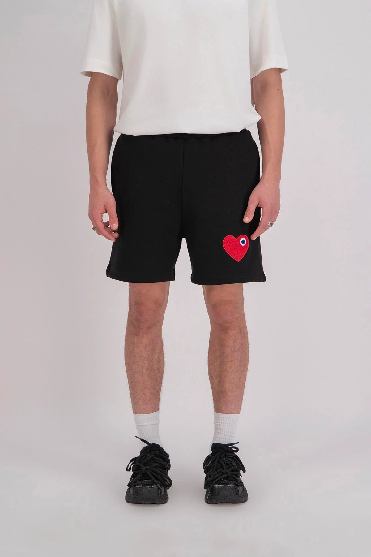 SHORT ADJ - NOIR COEUR ROUGE - Ma boutique