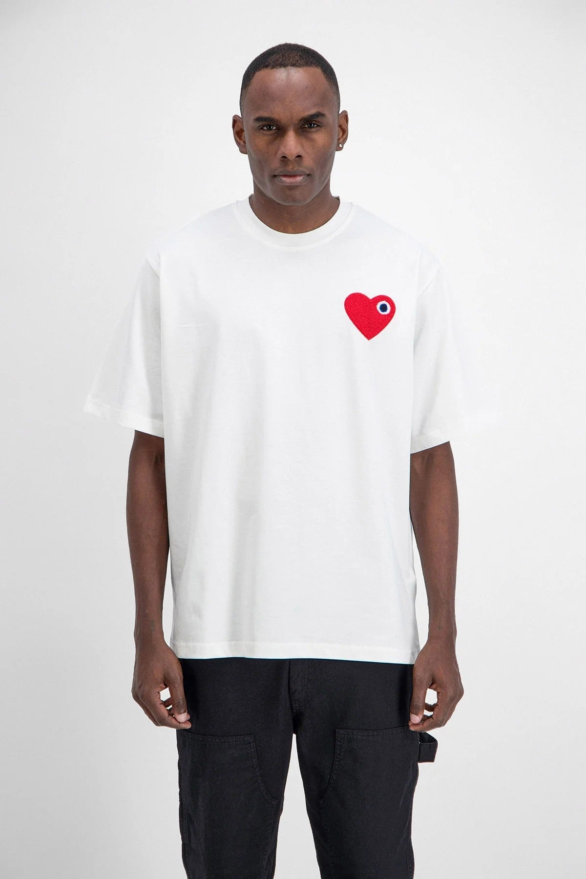 T - SHIRT ADJ - BLANC COEUR ROUGE - Ma boutique