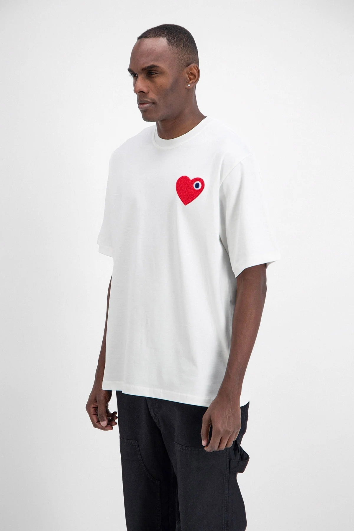 T - SHIRT ADJ - BLANC COEUR ROUGE - Ma boutique