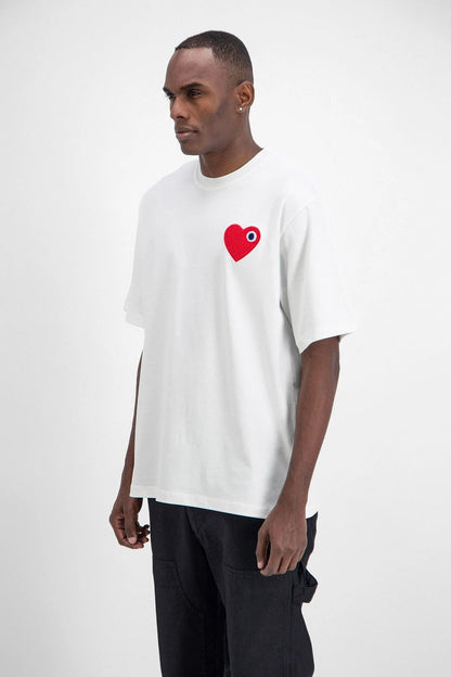 T - SHIRT ADJ - BLANC COEUR ROUGE - Ma boutique