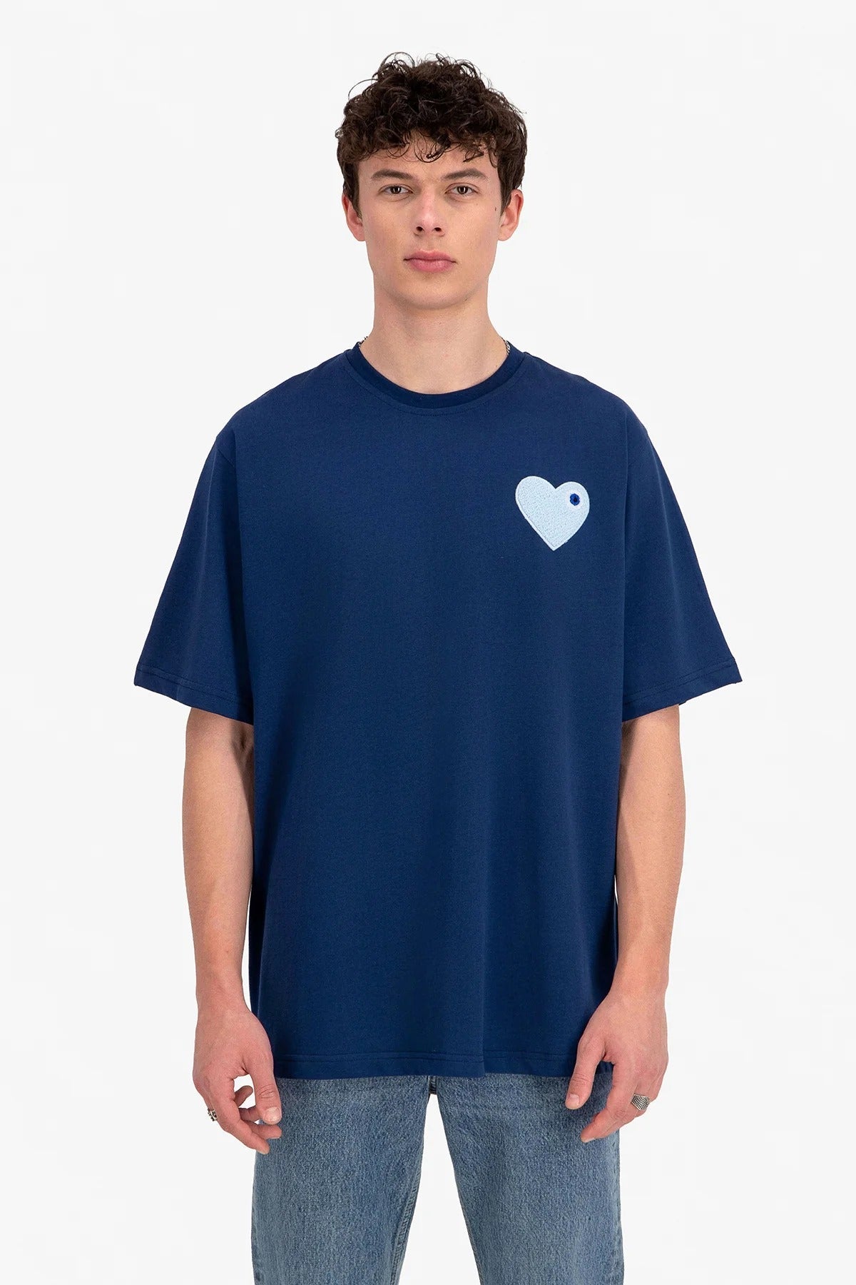 T - SHIRT ADJ - BLEU MARINE COEUR BLEU CIEL - Sakré Sun