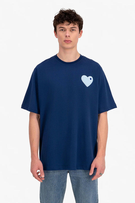 T - SHIRT ADJ - BLEU MARINE COEUR BLEU CIEL - Sakré Sun