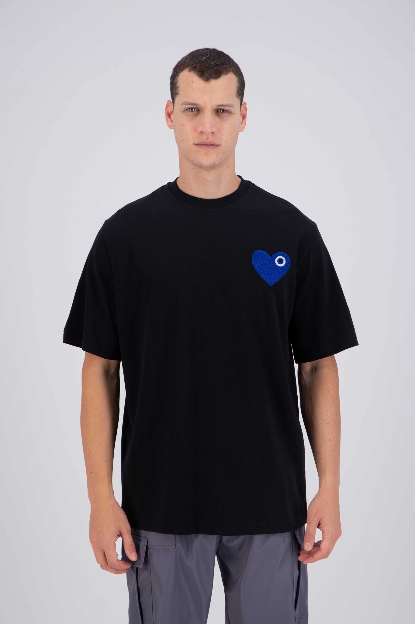 T - SHIRT ADJ - NOIR COEUR BLEU FONCÉ - Ma boutique
