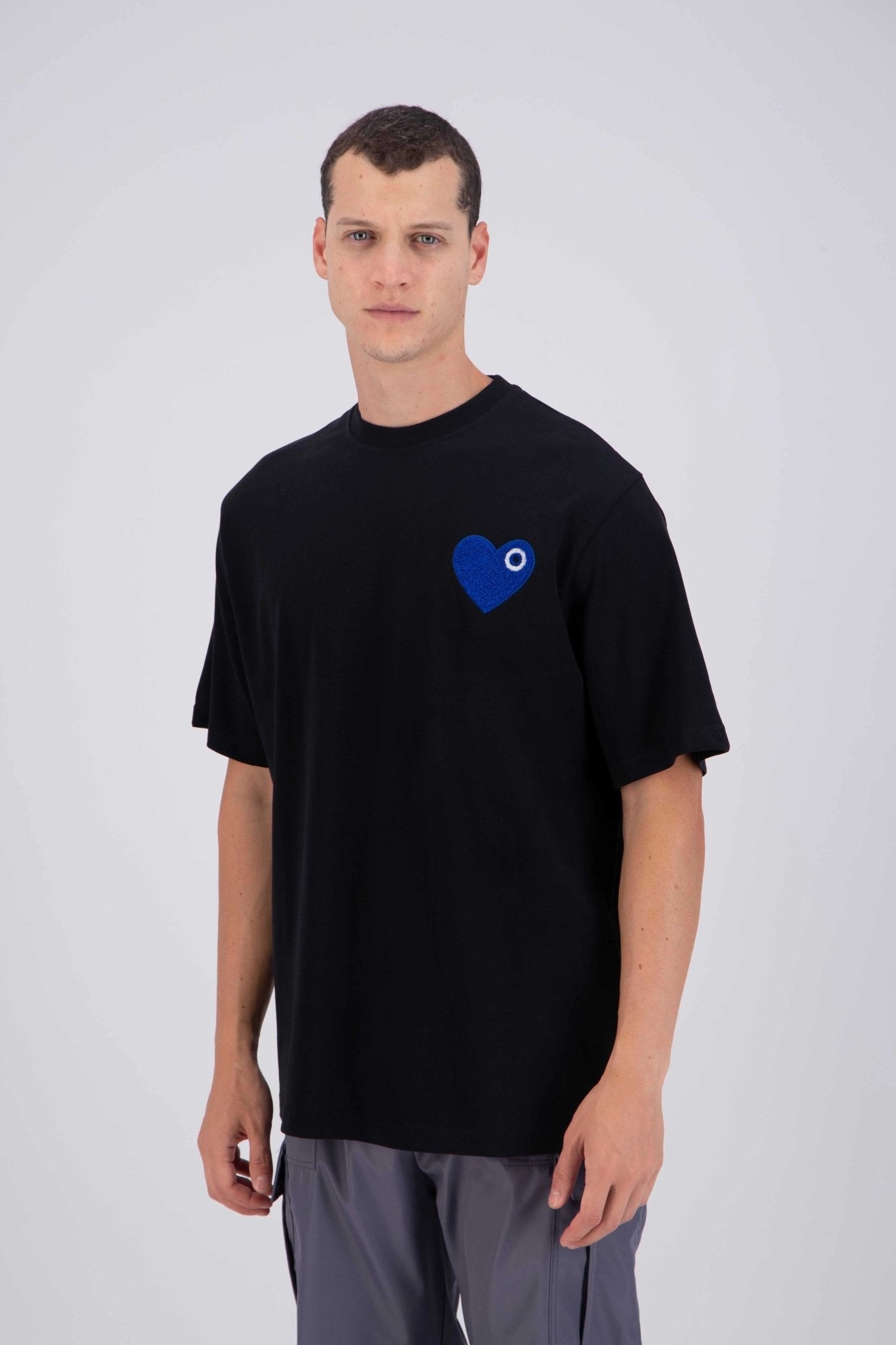 T - SHIRT ADJ - NOIR COEUR BLEU FONCÉ - Ma boutique